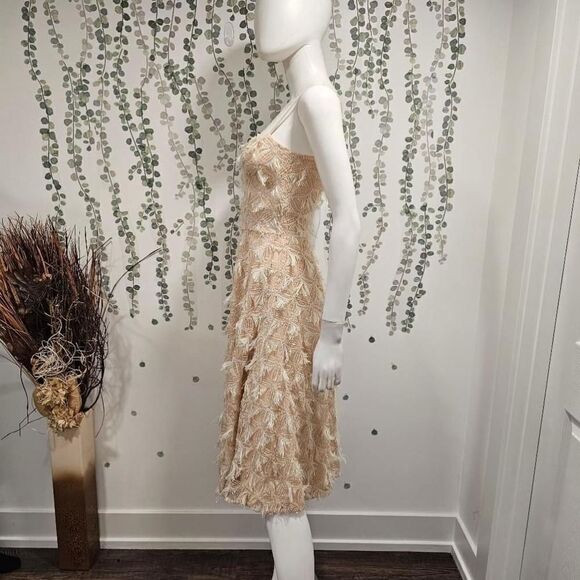 NWOT Dress the Population Sequin Fringe Dress Size XS Cream - Picture 6 of 12